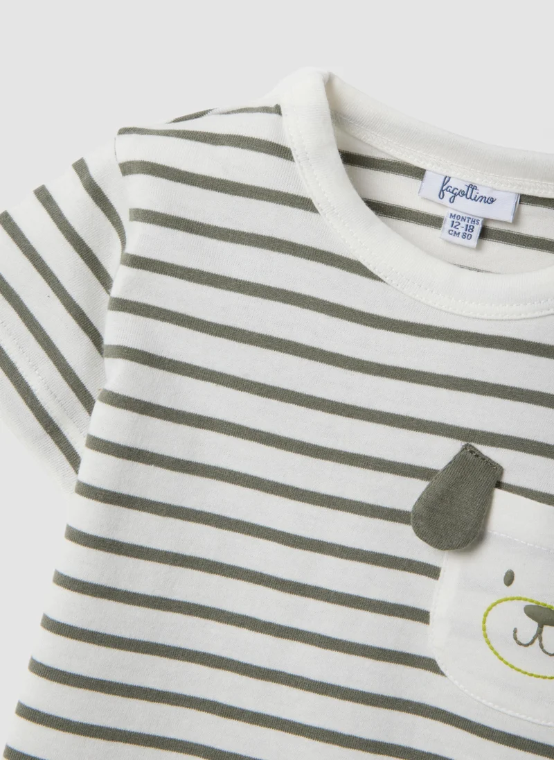 Ovs  OVS Boys Pure Cotton Multicolour Striped T-Shirt With Dog Pocket for Kids | Best Price UAE
