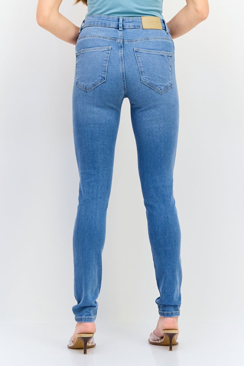 VERO MODA I Scenery by Vero Moda Women Skinny Fit Distressed Stretchable Jeans, Light Blue - Image 3