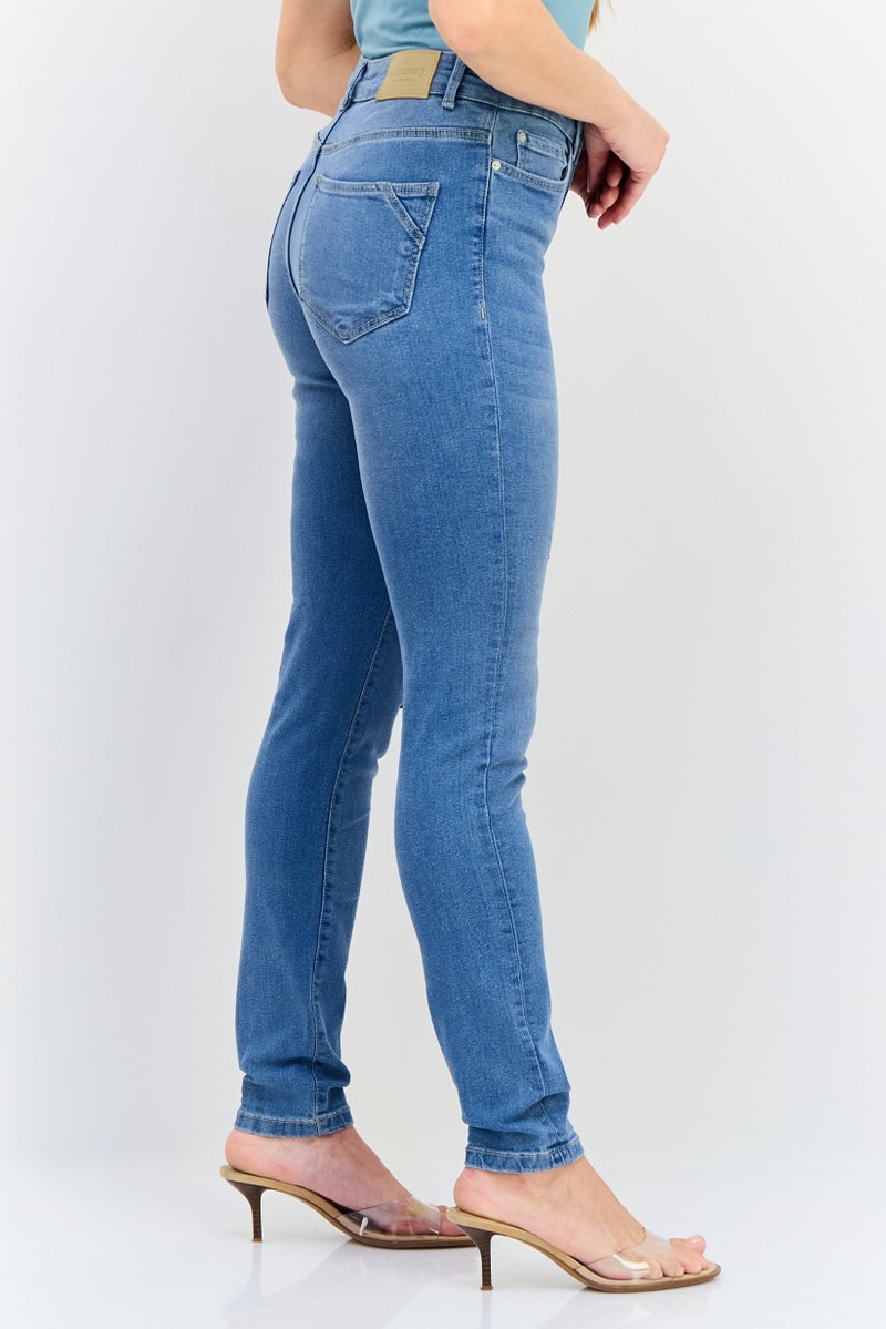 VERO MODA I Scenery by Vero Moda Women Skinny Fit Distressed Stretchable Jeans, Light Blue - Image 2