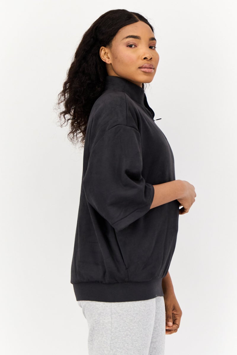 Adidas Women Sportswear Fit Short Sleeve Outdoor Sweatshirt, Grey  - Image 2