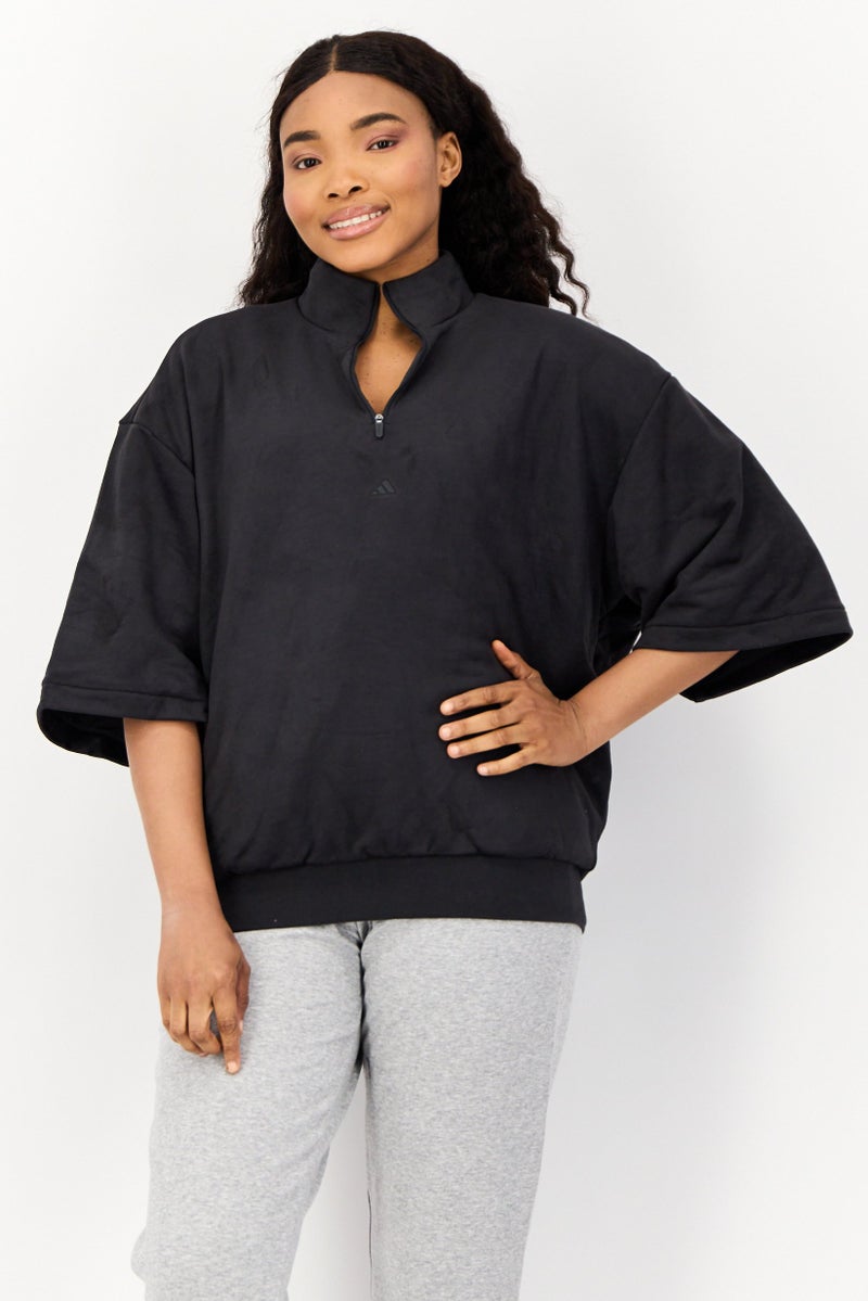 Adidas Women Sportswear Fit Short Sleeve Outdoor Sweatshirt, Grey  - Image 1