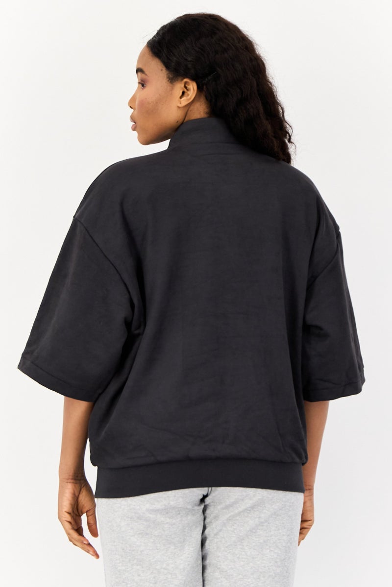 Adidas Women Sportswear Fit Short Sleeve Outdoor Sweatshirt, Grey  - Image 3