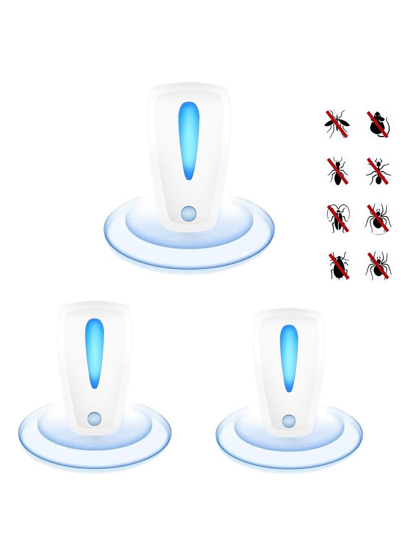 KASTWAVE 3-Pack Ultrasonic Pest Repeller, Electronic Indoor Pest Control, Rodent and Insect Repellent for Home, Office, and Warehouse - Effective Against Mice, Mosquitoes, Roaches, Ants, and Spiders - Image 1