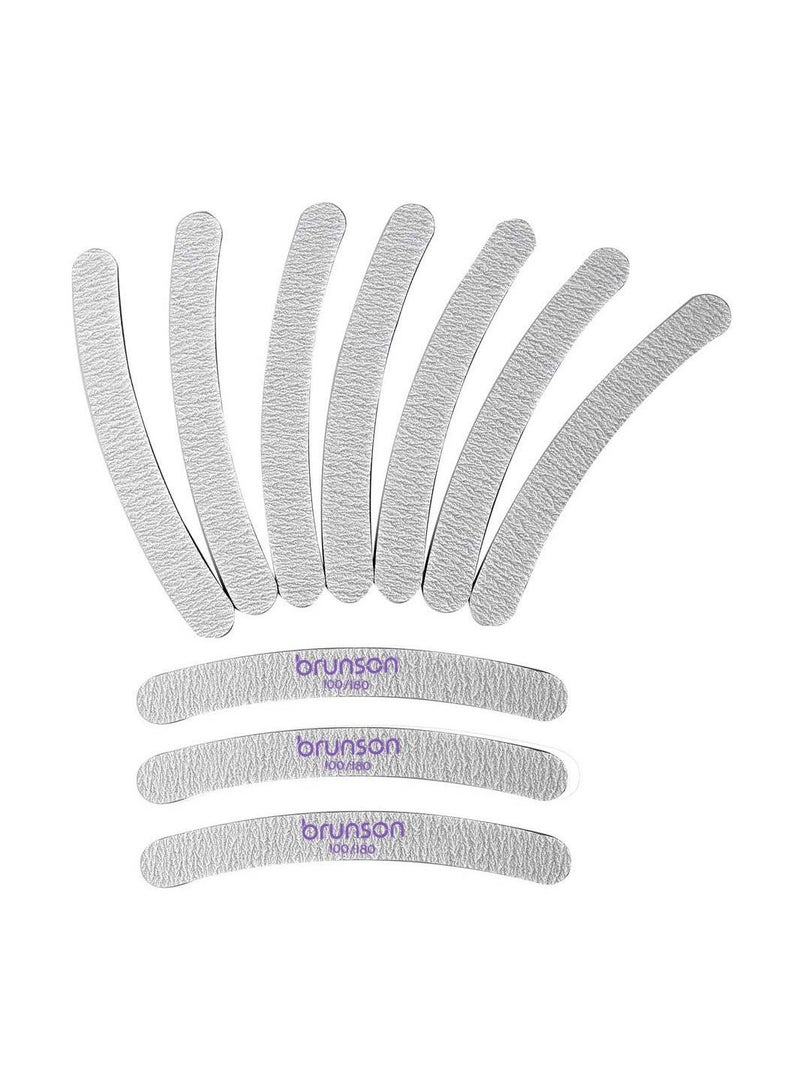 brunson Nail File 25pcs Professional Nail Filer Curved zebra file Double Sided 100/180 grit  Emery Board Nail Styling Grooming Tools for Manicure Acrylic Nails Gel Fingernails Natural Gel Nails - Image 2