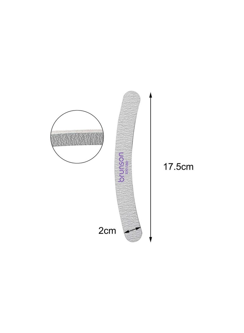 brunson Nail File 25pcs Professional Nail Filer Curved zebra file Double Sided 100/180 grit  Emery Board Nail Styling Grooming Tools for Manicure Acrylic Nails Gel Fingernails Natural Gel Nails - Image 4