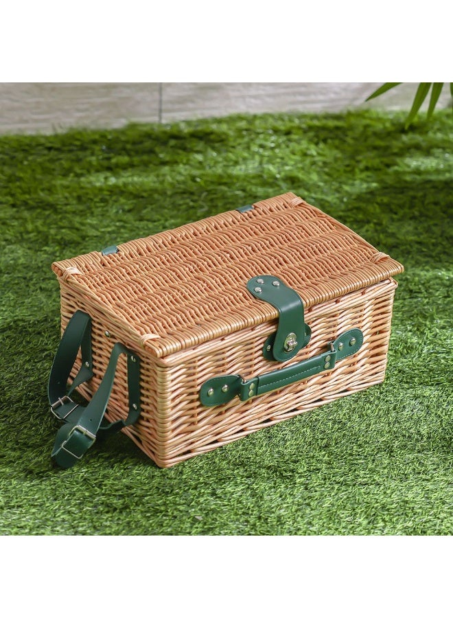 DANUBE HOME Multi-Color Picnic Basket Set - 2 Pieces with Cutlery, Plates, Goblets, Salt & Pepper Shakers, and Blanket - Ideal Outdoor Garden Accessories for DIY Picnics - Image 1