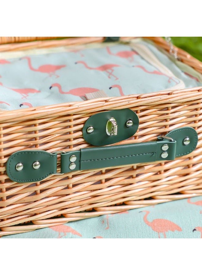 DANUBE HOME Multi-Color Picnic Basket Set - 2 Pieces with Cutlery, Plates, Goblets, Salt & Pepper Shakers, and Blanket - Ideal Outdoor Garden Accessories for DIY Picnics - Image 2