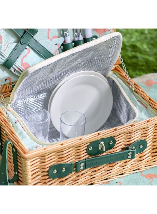 DANUBE HOME Multi-Color Picnic Basket Set - 2 Pieces with Cutlery, Plates, Goblets, Salt & Pepper Shakers, and Blanket - Ideal Outdoor Garden Accessories for DIY Picnics - Image 4