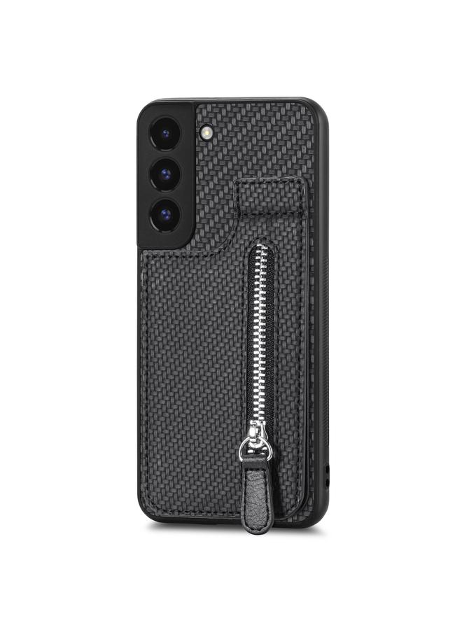 اس-توب جراب لهاتف Samsung Galaxy S22 5G مصنوع من ألياف الكربون مع محفظة وسحاب رأسي - Image 2