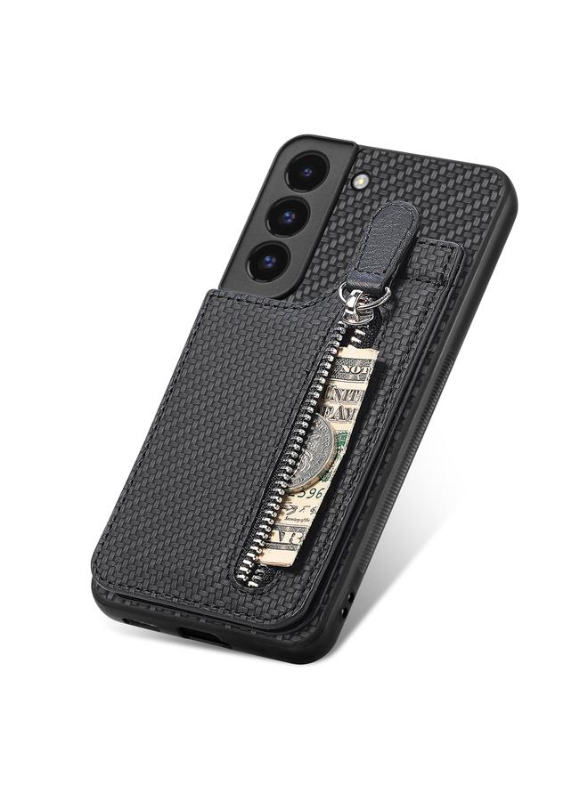 اس-توب جراب لهاتف Samsung Galaxy S22 5G مصنوع من ألياف الكربون مع محفظة وسحاب رأسي - Image 4