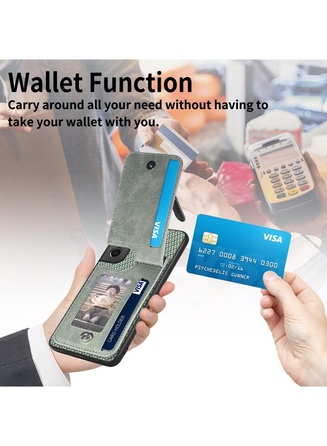 اس-توب جراب لهاتف Samsung Galaxy S22 5G مصنوع من ألياف الكربون مع محفظة وسحاب رأسي - Image 5