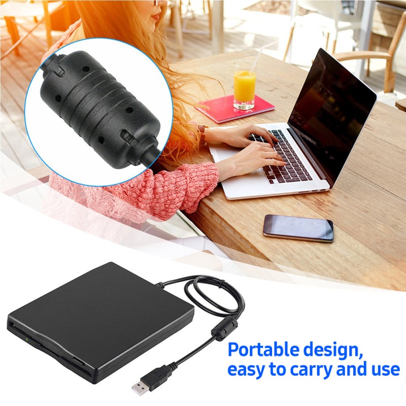 محرك أقراص مرنة خارجي USB محمول مقاس 3.5 بوصة واجهة USB توصيل وتشغيل ضوضاء منخفضة لأجهزة الكمبيوتر واللاب توب أسود - Image 5
