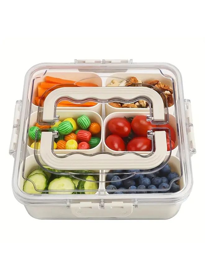 6 Small 1 Large Canisters Portable Plastic Serving Tray With Locking Lid - Image 1