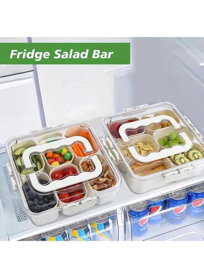 6 Small 1 Large Canisters Portable Plastic Serving Tray With Locking Lid - Image 3