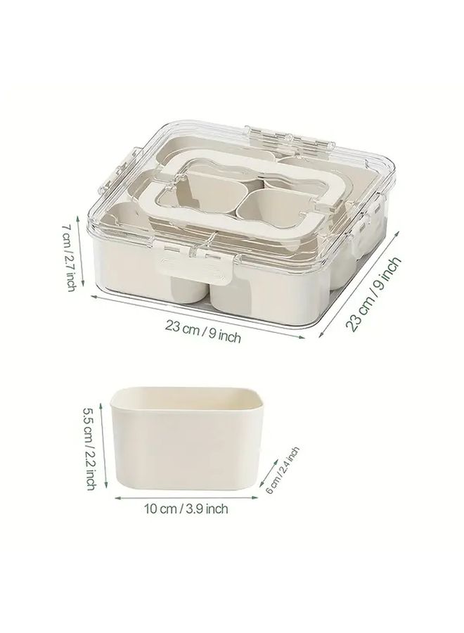 6 Small 1 Large Canisters Portable Plastic Serving Tray With Locking Lid - Image 5