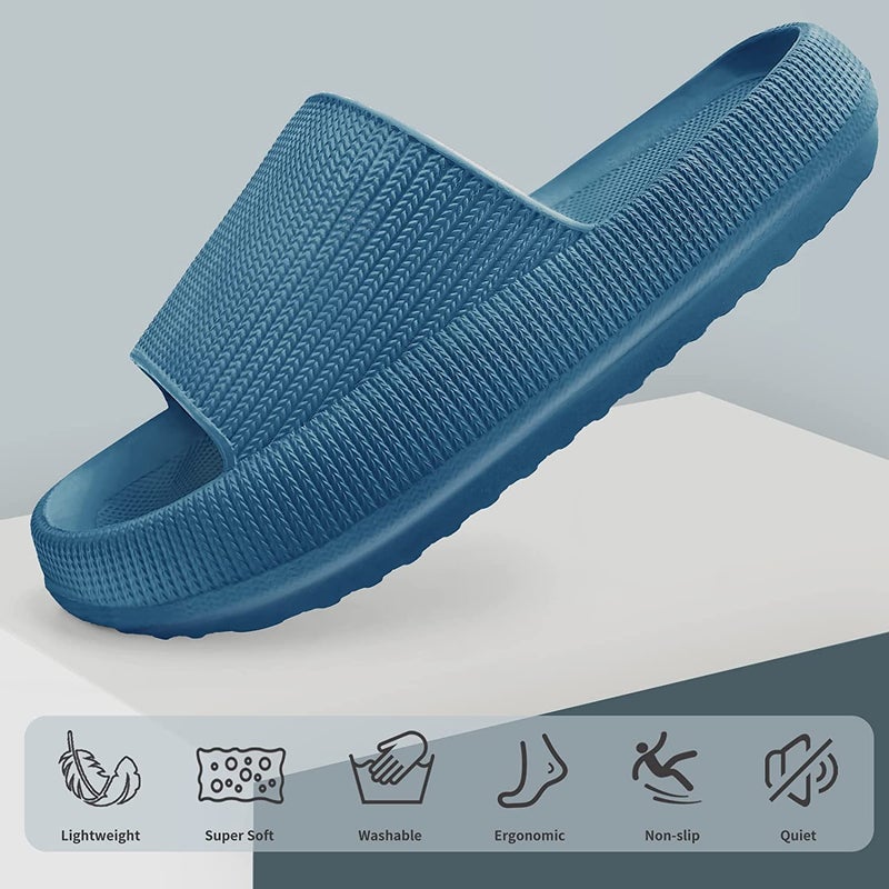 Non-Slip Thick Cloud Slides for Women and Men, Fast-Dry Pillow Slippers for Shower Home Spa Beach - Image 3