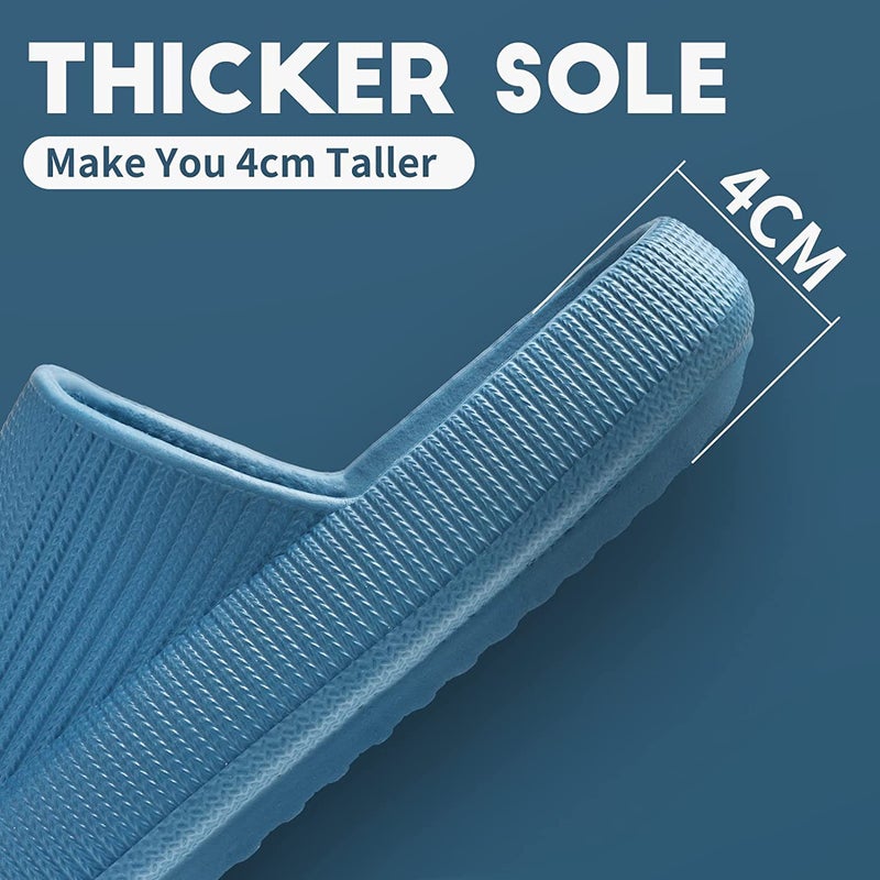 Non-Slip Thick Cloud Slides for Women and Men, Fast-Dry Pillow Slippers for Shower Home Spa Beach - Image 5