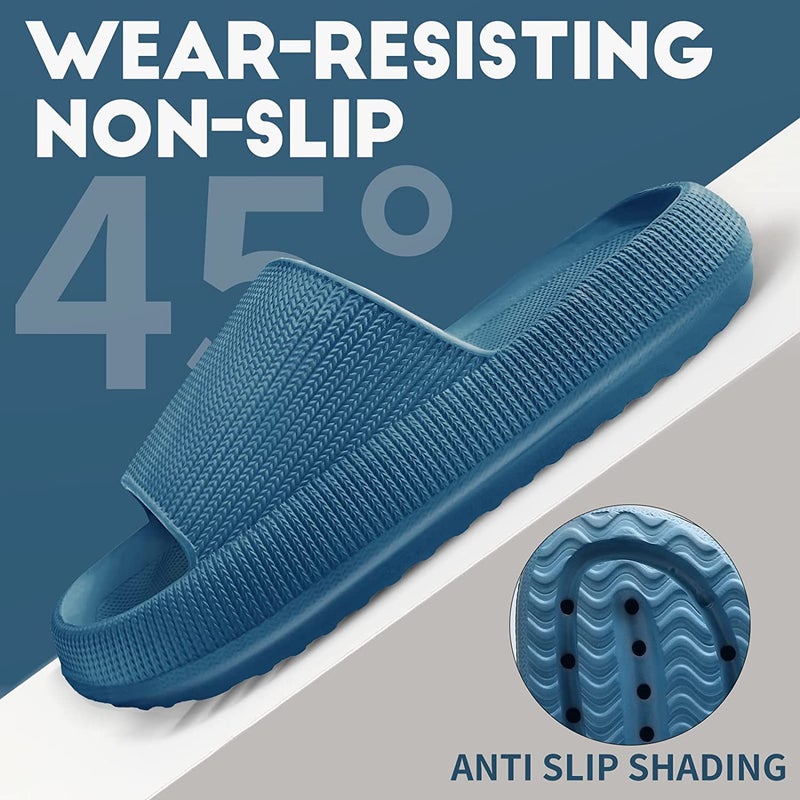Non-Slip Thick Cloud Slides for Women and Men, Fast-Dry Pillow Slippers for Shower Home Spa Beach - Image 4