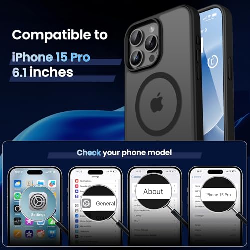 CACOE Magnetic Case for iPhone 15 Pro 61 inchCompatible with MagSafe Magnetic Car Phone MountNot Yellowing AntiScratch Matte Black - Image 3