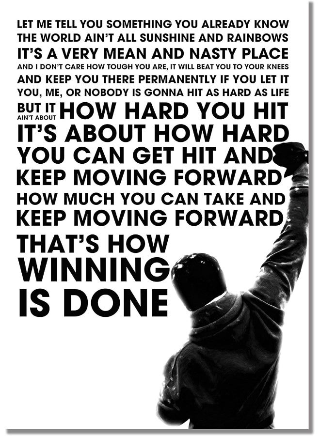 BBPosters Rocky Balboa Sylvester Stallone A3 Unframed Motivation Quote Poster Sport Boxing Photo Inspiration Winner Picture - Image 1