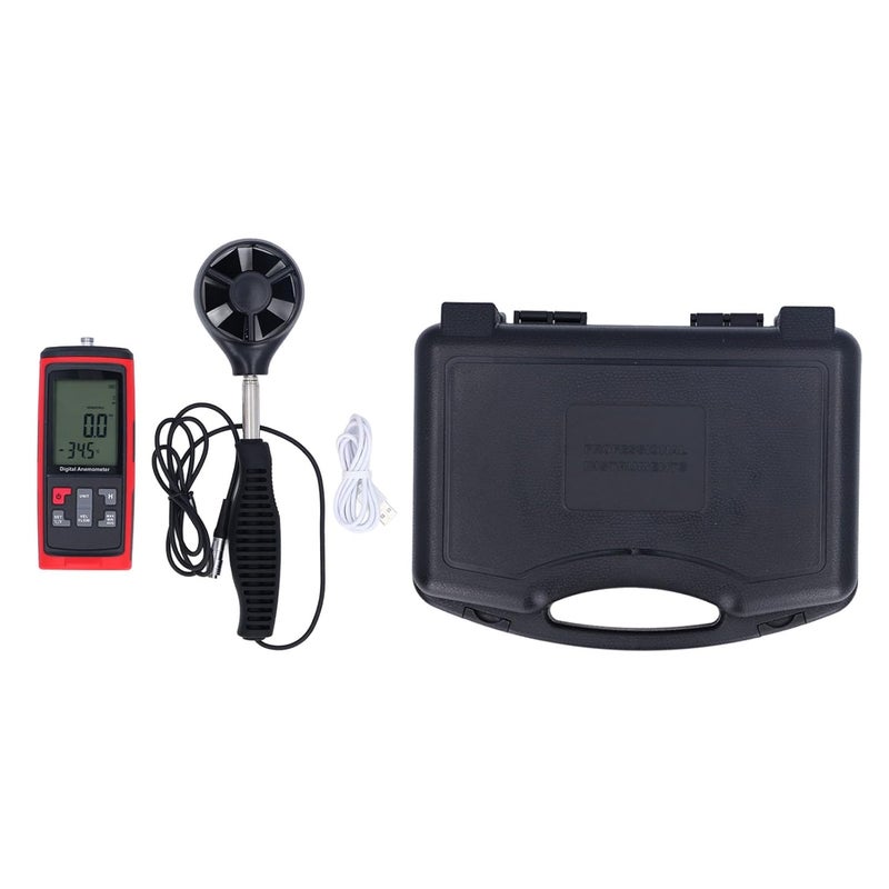 مقياس الرياح الرقمي المحمول لقياس سرعة الهواء وتدفق الهواء مع شاشة LCD لدرجة الحرارة ومقياس CFM - Image 2