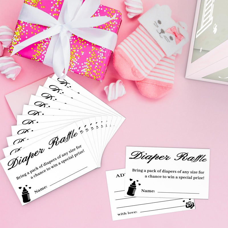 Qisoliy 50 Diaper Raffle Tickets Baby Shower Game Invitations Diaper Raffle Cards Set For Baby Shower Gender Reveal Party Supplies Card Box - Image 5