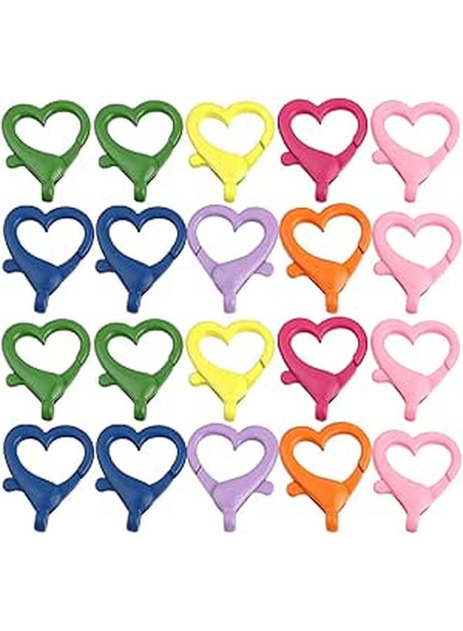 26mm Heart Shaped Lobster Clasps 20pcs Mixed Colors Jewelry Findings for DIY Bracelets and Bag Accessories - Image 1