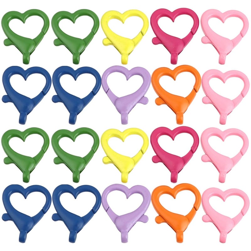 26mm Heart Shaped Lobster Clasps 20pcs Mixed Colors Jewelry Findings for DIY Bracelets and Bag Accessories - Image 2