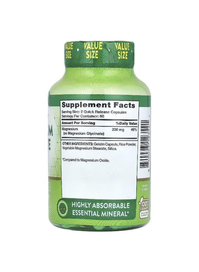 natures truth Nature's Truth, Magnesium Glycinate, Chelated, 200 mg, 120 Quick Release Capsules (100 mg per Capsule)  - Image 2