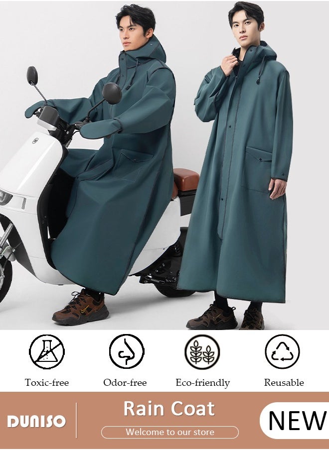 DUNISO Long Rain Wear, Waterproof Raincoat for Adult, EVA  Reusable Rain Ponchos for Women and Men, Lightweight Rain Jackets for Outdoor Camping Cycling Fishing with Hood and Drawstring  - Image 1