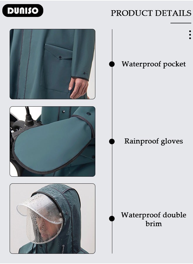 DUNISO Long Rain Wear, Waterproof Raincoat for Adult, EVA  Reusable Rain Ponchos for Women and Men, Lightweight Rain Jackets for Outdoor Camping Cycling Fishing with Hood and Drawstring  - Image 3