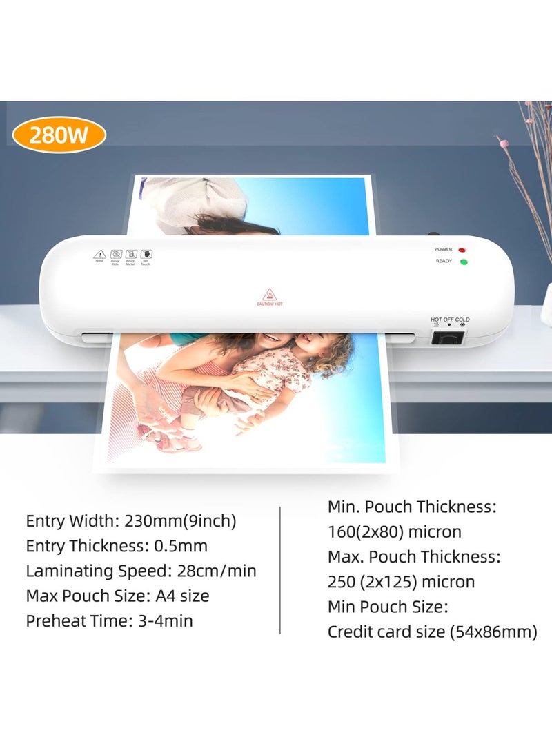 OSMILE SL280 Hot And Cold Laminating Machine, A4A5A6 Laminator Machine Set, 4 in 1 Thermal Laminator for Home Office School Use, 9 inches Max Width,Paper Trimmer,Corner Rounder (15 Laminating Pouches) - Image 2