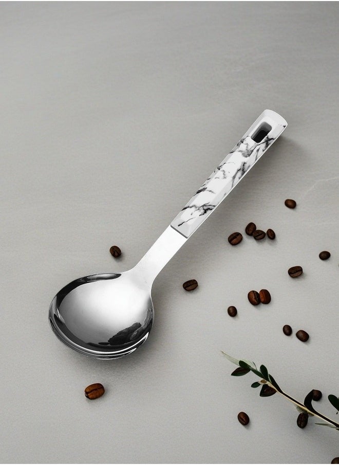 C&E White Stone Pattern 7CM Soup Spoon, Kitchen Stainless Steel Soup Spoon, PP Material Handle  - Image 4
