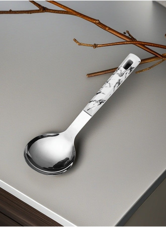C&E White Stone Pattern 7CM Soup Spoon, Kitchen Stainless Steel Soup Spoon, PP Material Handle  - Image 3