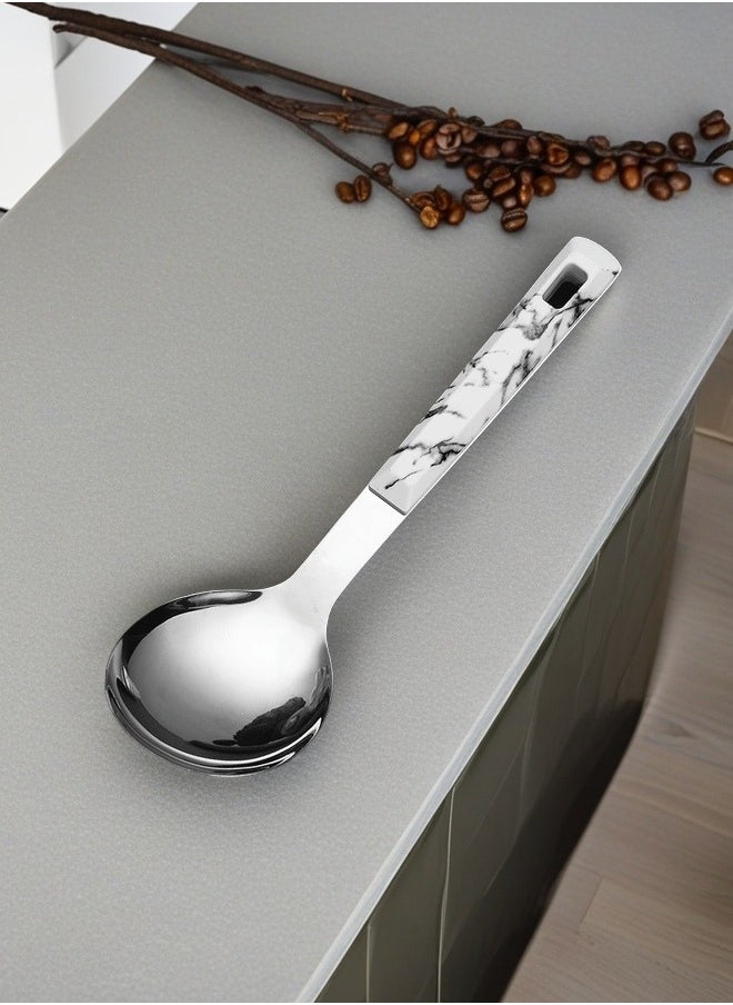 C&E White Stone Pattern 7CM Soup Spoon, Kitchen Stainless Steel Soup Spoon, PP Material Handle  - Image 5