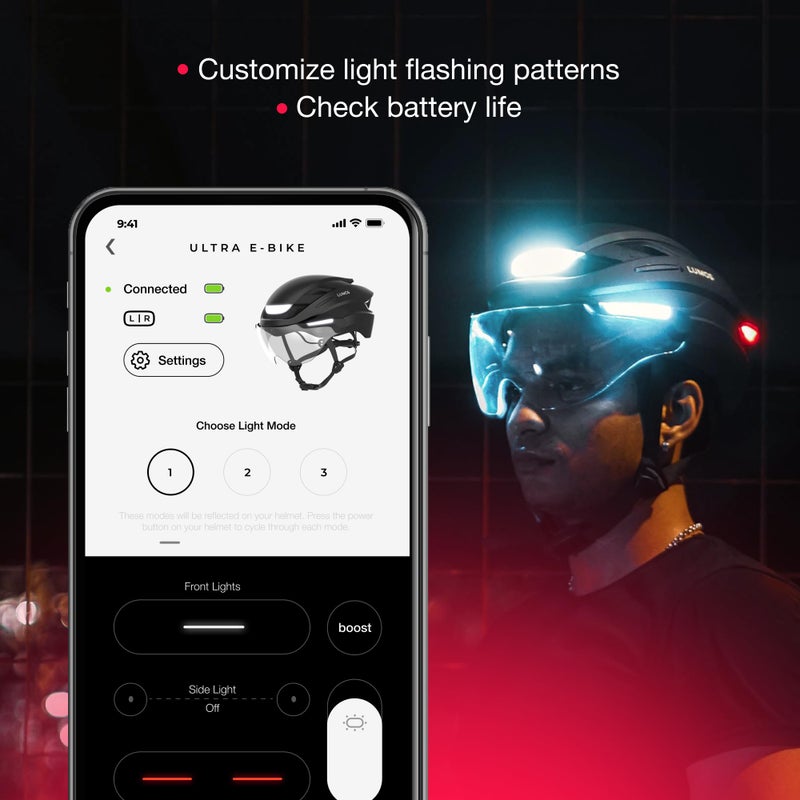 Lumos Ultra E-Bike Smart Helmet | NTA 8776 Certified | Front & Rear LED Lights | Retractable Face Shield | App Controlled | EBike, Scooter, Cycling, Bicycle | Adults, Men Women - Image 4