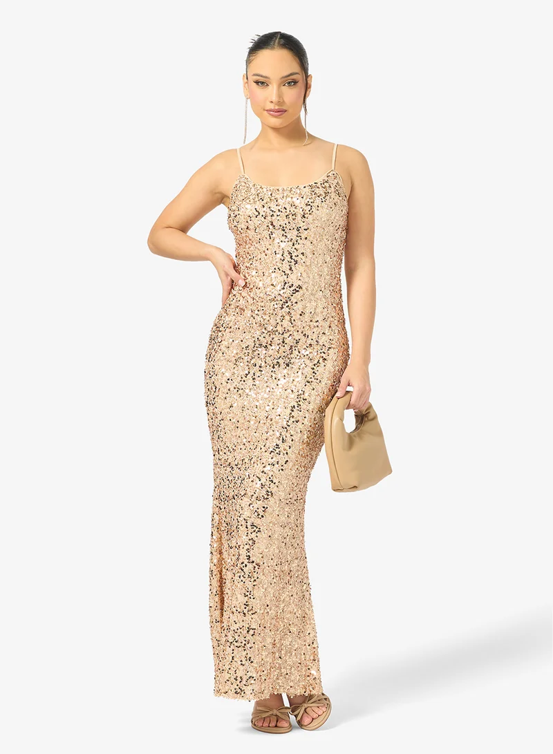 Ginger Strappy Bead Embellished Evening Dress