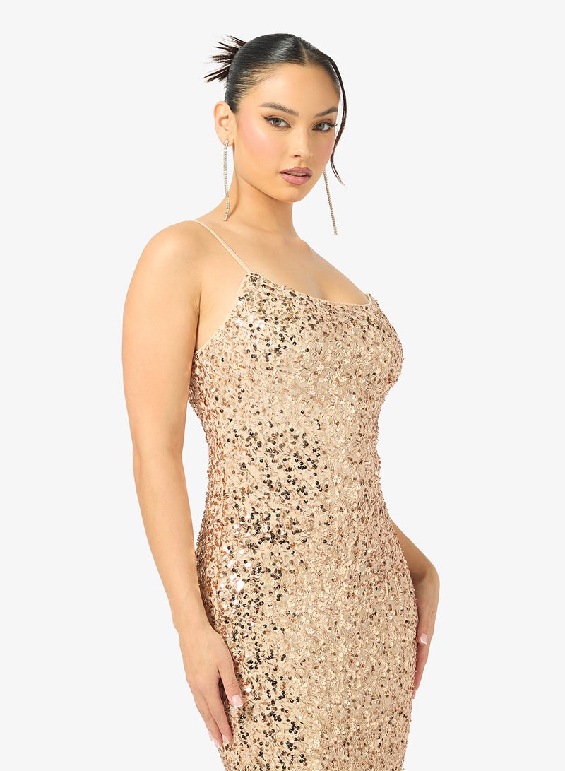 Ginger Strappy Bead Embellished Evening Dress - Image 3