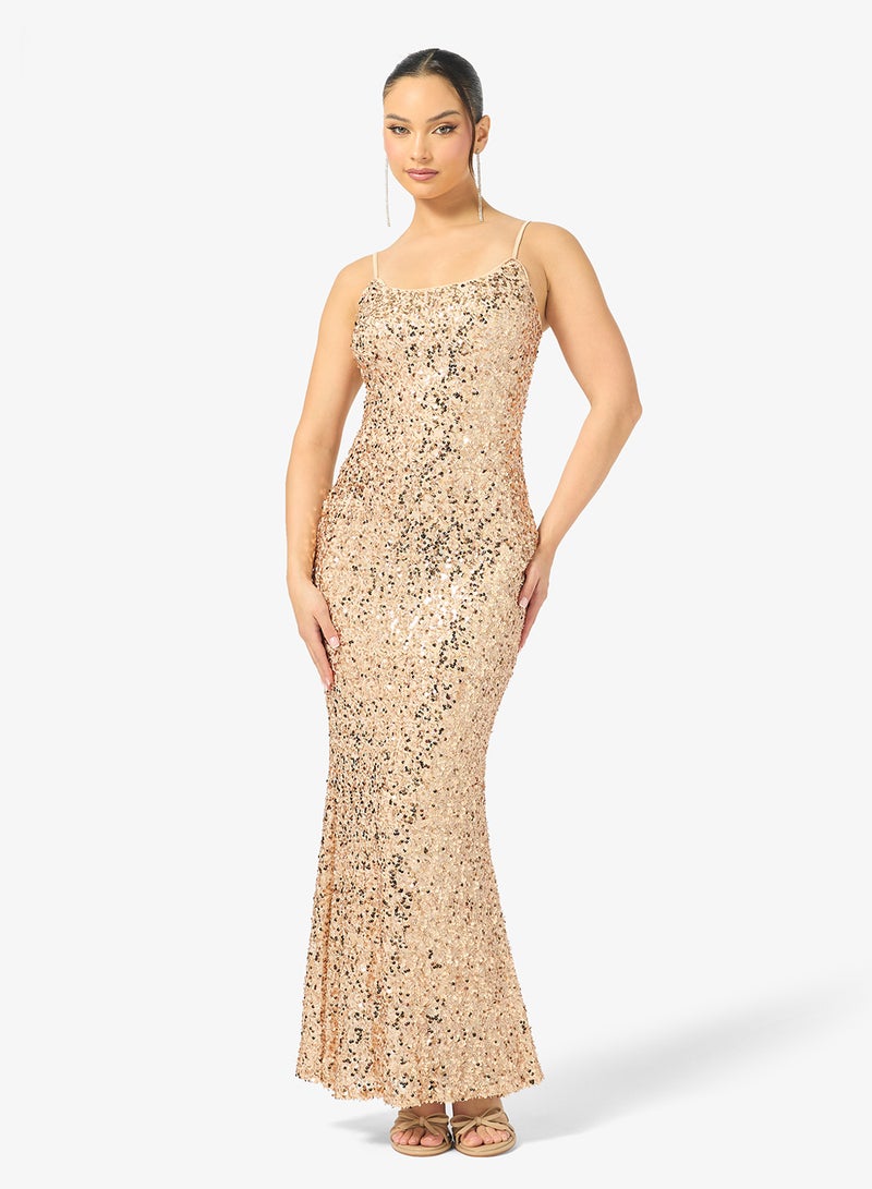 Ginger Strappy Bead Embellished Evening Dress - Image 4