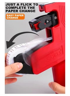 YelaJoy Handheld label machine kit, price machine with labels, 1-line label machine, 1 price machine, 2 roll labels, and 5 ink wheels (red)  - Image 2