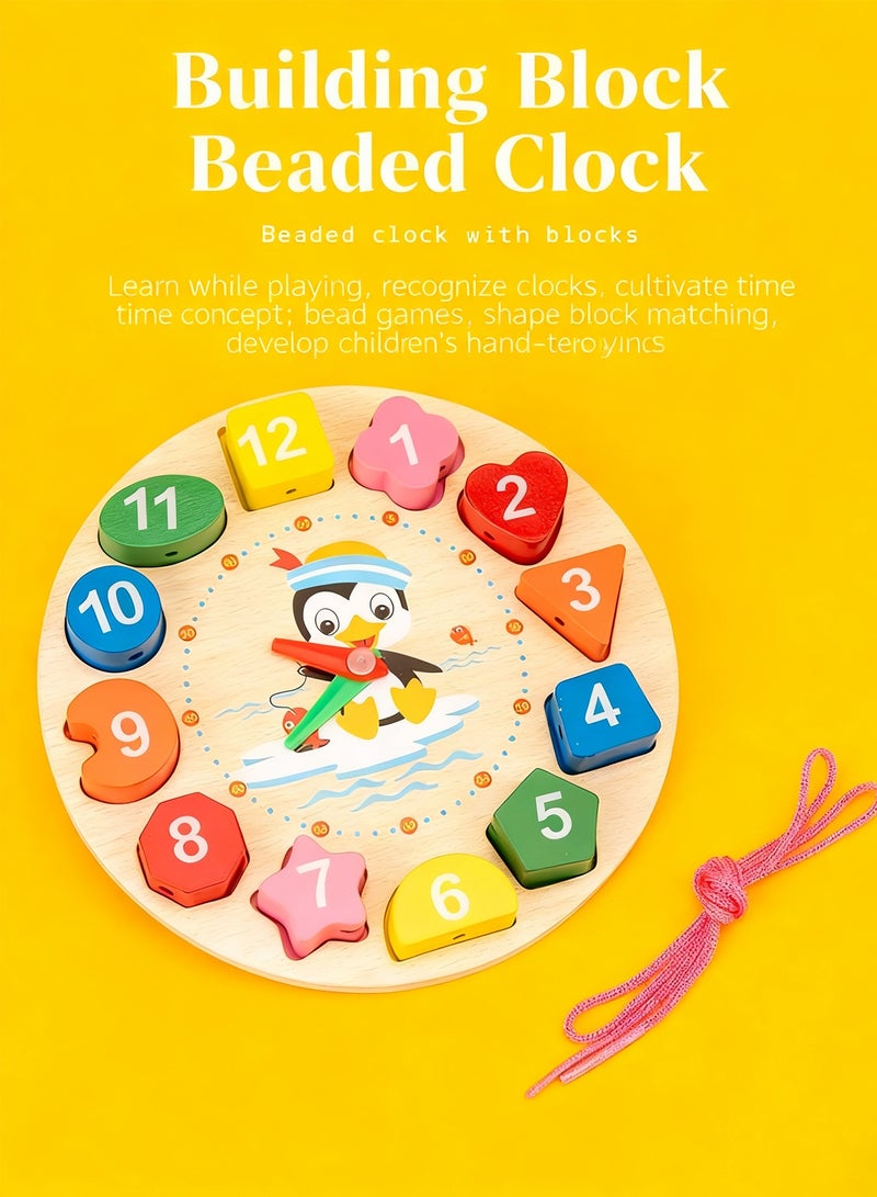 HomKawt Wooden Educational Toys Set of 9, Montessori Toys Wooden Musical Instruments for Kids,Xylophone/ Maracas/ Castanets/ Stacking Toy/Rainbow Stacking Ring/ Bead Maze / Bead Clock for Toddler - Image 3