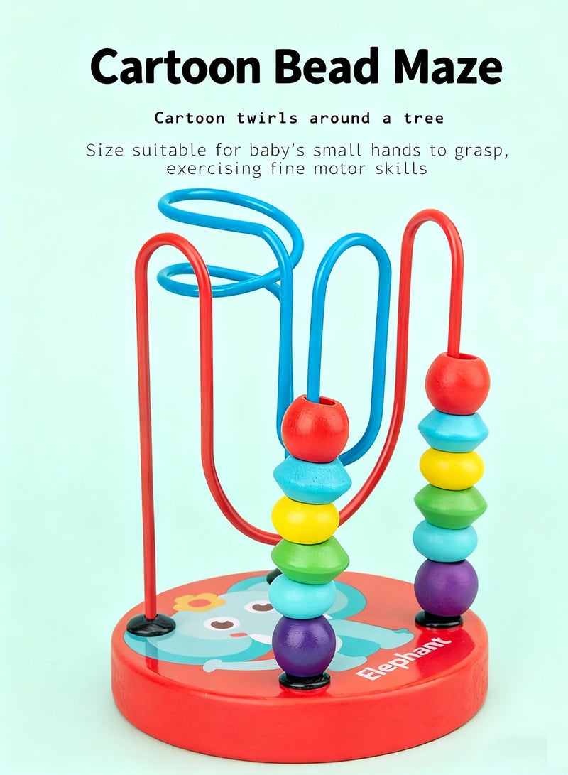 HomKawt Wooden Educational Toys Set of 9, Montessori Toys Wooden Musical Instruments for Kids,Xylophone/ Maracas/ Castanets/ Stacking Toy/Rainbow Stacking Ring/ Bead Maze / Bead Clock for Toddler - Image 5