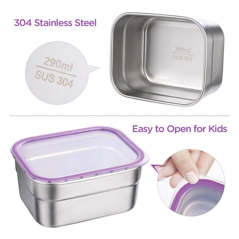 DaCool Stainless Steel Kids Bento Lunch Box Leak Proof BPA-Free School Lunch Container 5-Compartment with Lunch Bag and Fork for Toddler Child Adult, Food Snack Container for Picnic Outdoors,Purple - Image 2