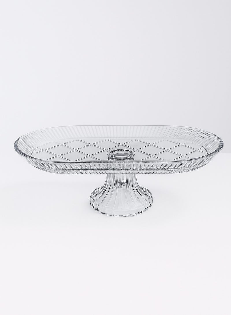 جوزيل طبق زجاجي فاخر مع قاعدة بشكل دائري 19×14×12 سم - Image 1