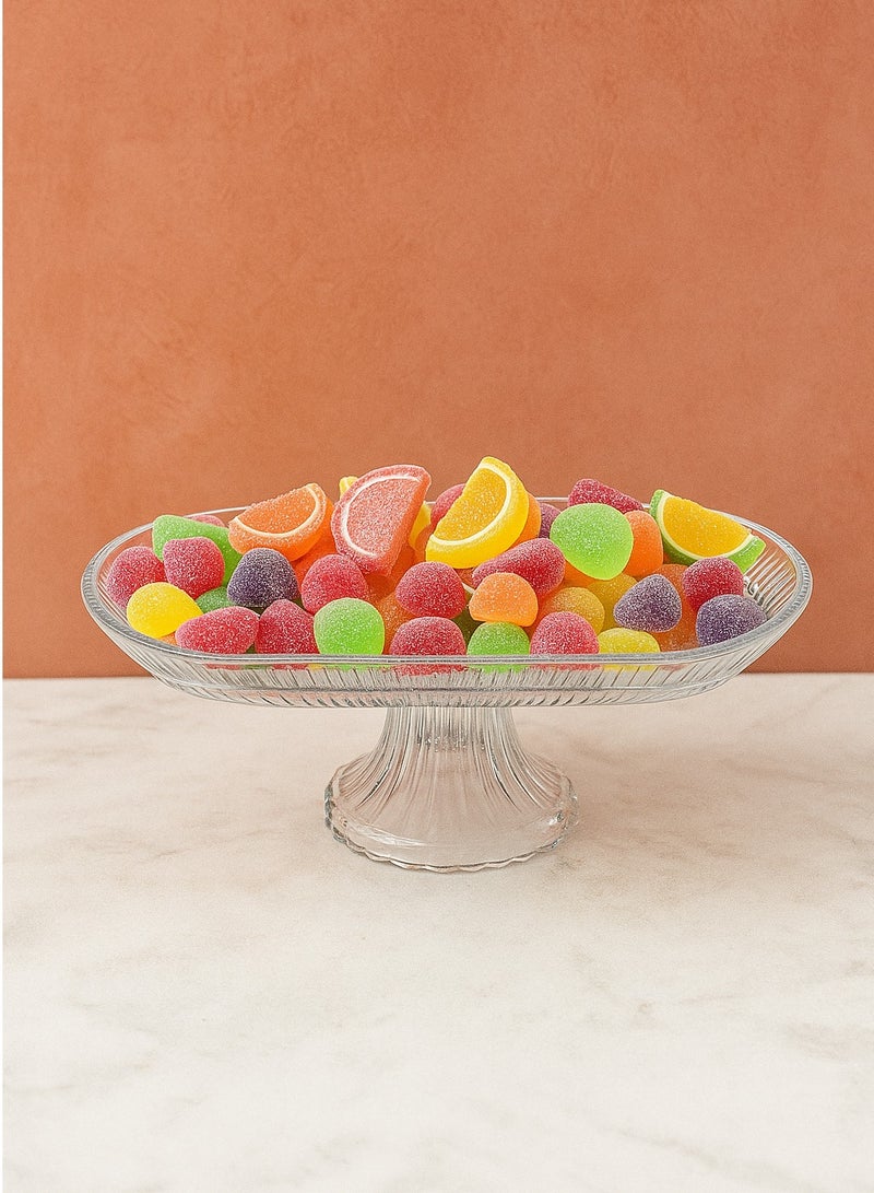 جوزيل طبق زجاجي فاخر مع قاعدة بشكل دائري 19×14×12 سم - Image 2