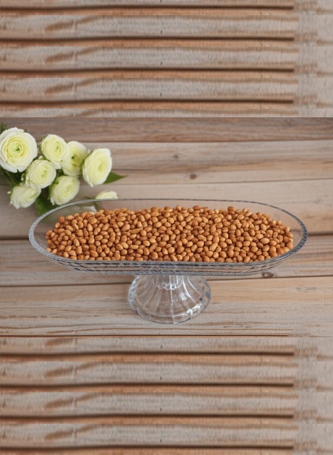 جوزيل طبق زجاجي فاخر مع قاعدة بشكل دائري 19×14×12 سم - Image 3