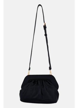 Moda Luxe Women Pleated Cross Body Bag 22 H x 28 L x 10 W cm, Black  - Image 1