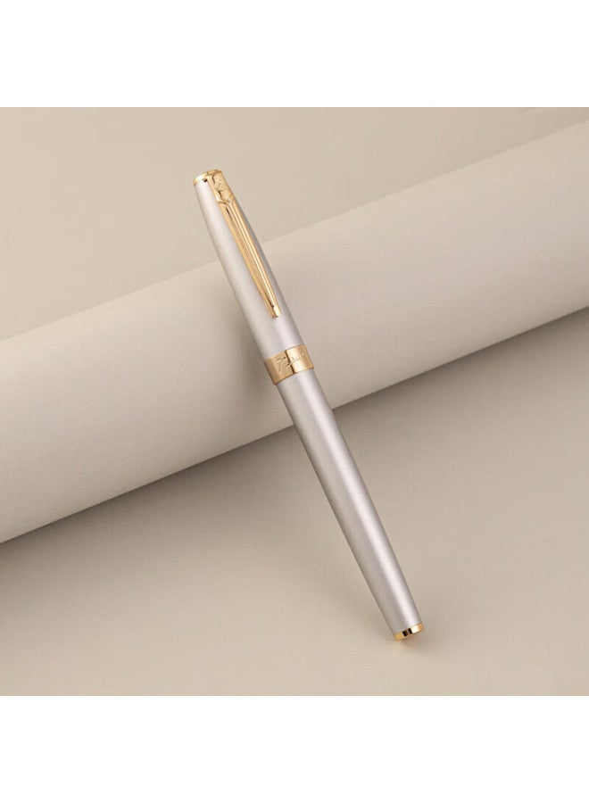 Pimio Art Pen Bent Nib Calligraphy Fountain Pen For Men And Women, Adult And Student Writing Pen With Fine Nib 0.7Mm 717 Silver Grey - Image 1