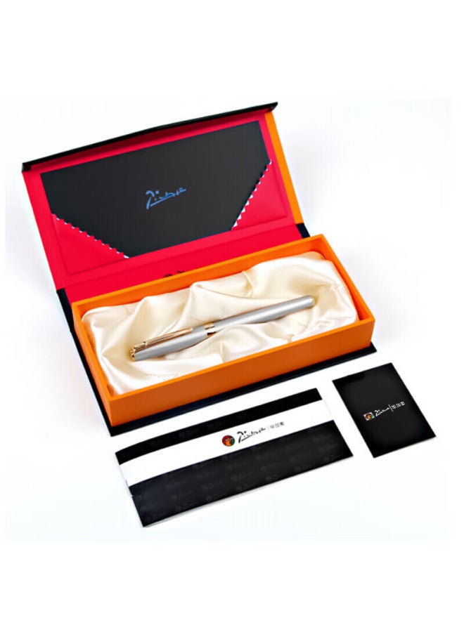 Pimio Art Pen Bent Nib Calligraphy Fountain Pen For Men And Women, Adult And Student Writing Pen With Fine Nib 0.7Mm 717 Silver Grey - Image 3