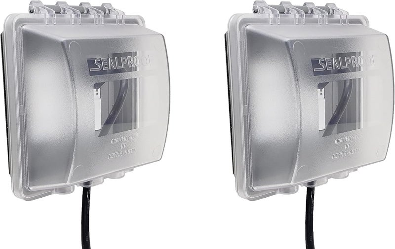 Sealproof 2-Gang Weatherproof Lockable In Use Electrical Power Outlet Cover, Two Gang, UL Extra Duty Compliant, 45-in1, Plastic Clear Frost - Image 1